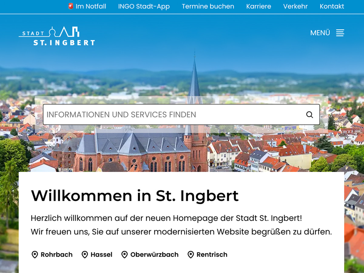 Webseite der Mittelstadt Sankt Ingbert