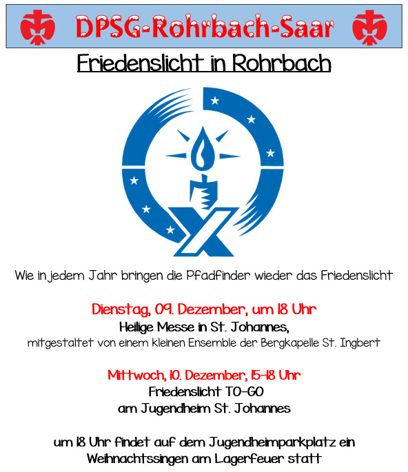 Plakat Friedenslicht der DPSG in Rohrbach (Saar)